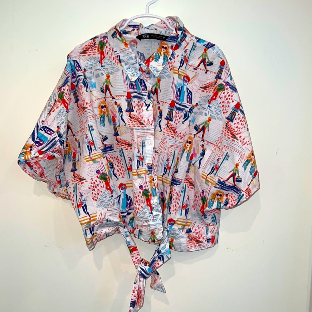 ZARA cropped button up shirt
